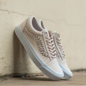 Vans Old Skool Blush Pink Leather Weave Cream Sneakers